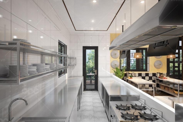 Thiết kế không gian bếp nhà hàng sang trọng lịch sự